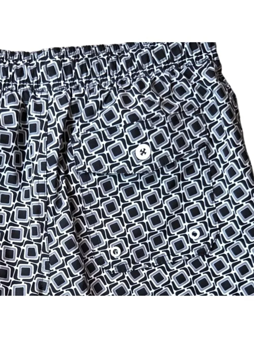 George Mens Swim Trunks Geometric Print S 28-30 Black & White Polyester Spandex